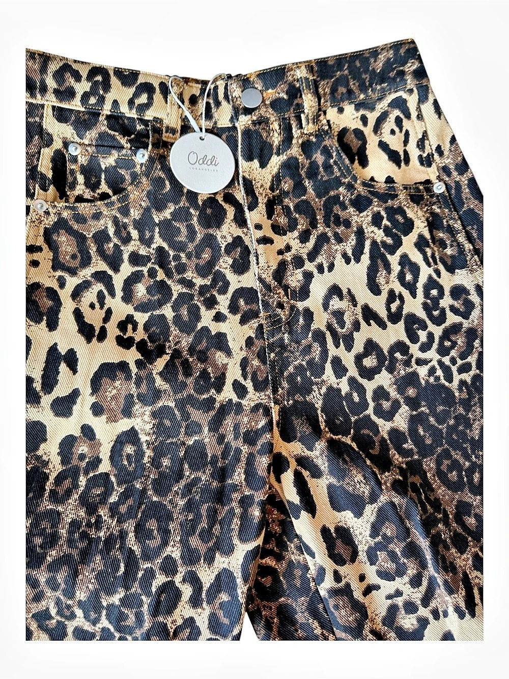 Oddi Leopard Print Trousers in Brown & Black Size Small NWT - Picture 4 of 11